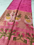 Beautiful Pure Silk Jamdhani Saree With Swam Design Handloom