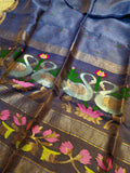 Beautiful Pure Silk Jamdhani Saree With Swam Design Handloom