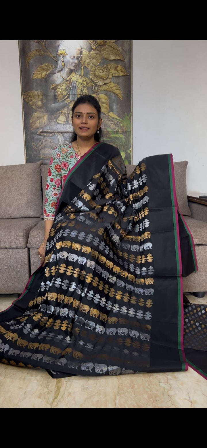 Beautiful Nita Ambani Inspired Black Banarse Silk Saree