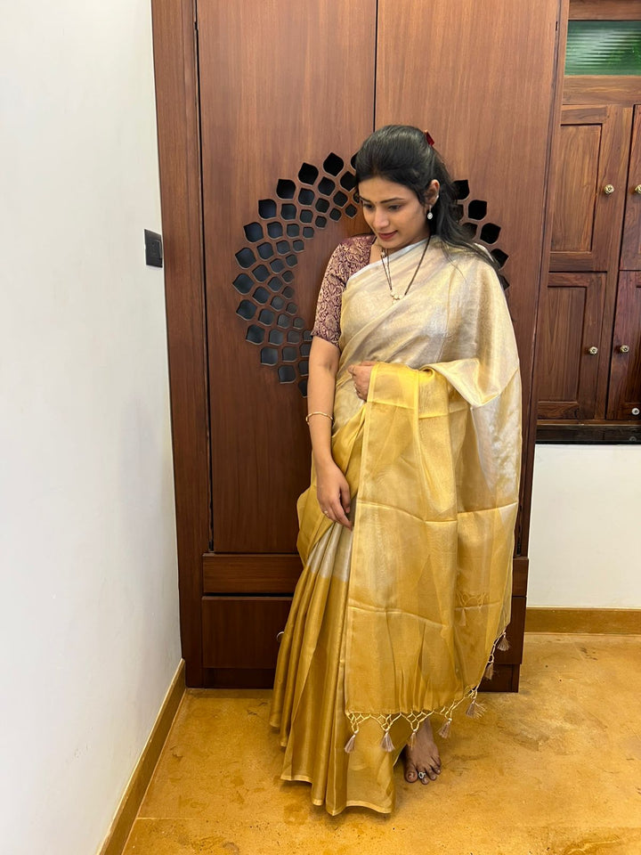 Beautiful Dual Tone Tissue Silk Saree