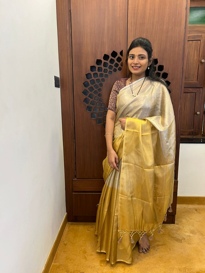 Beautiful Dual Tone Tissue Silk Saree