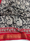 Pen Kalamkari Silk Matka Saree With Blouse