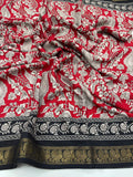 Pen Kalamkari Silk Matka Saree With Blouse