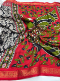 Pen Kalamkari Silk Matka Saree With Blouse