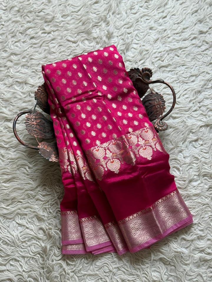 Stunning Banarase Paper Silk Saree With Blouse