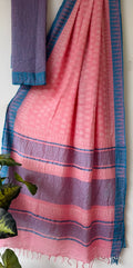 Temple Border Linen Cotton Saree With Blouse