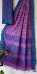 Temple Border Linen Cotton Saree With Blouse