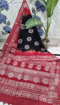 Beautiful Batik Linen Cotton Saree With Blouse