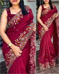 Beautiful Cutwork Tussar Saree With Blouse