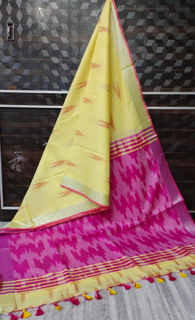 Beautiful Ikkat Cotton Saree With Blouse