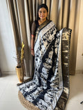 Story Telling Kalamkari Matka Saree With Lace Border