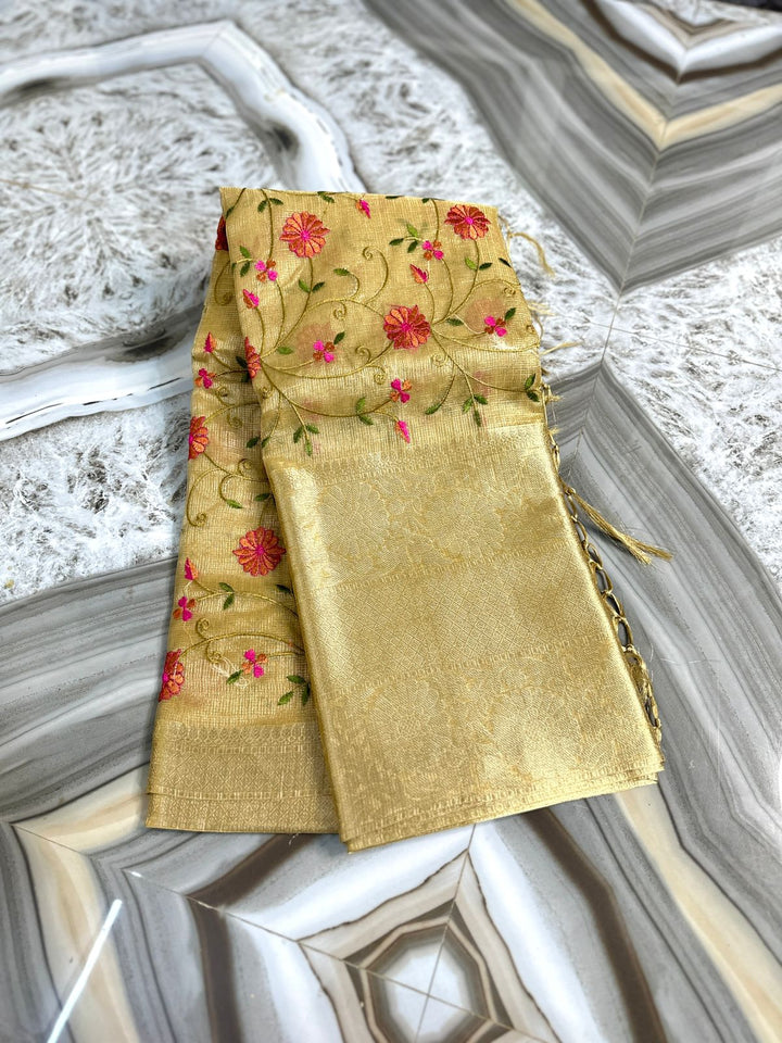 Tissue Embroidery Banarse Saree