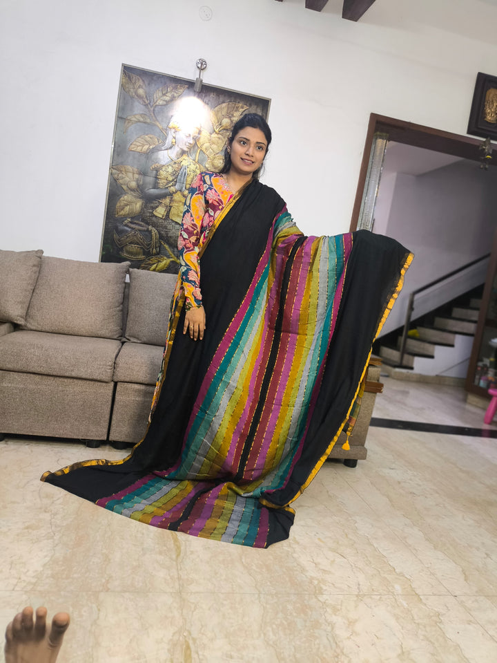 Beautiful Mul Cotton Saree With Tassels