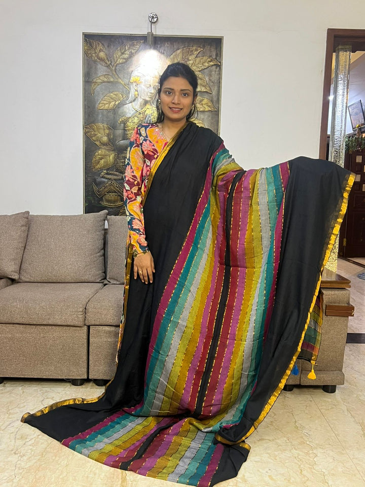 Beautiful Mul Cotton Saree With Tassels