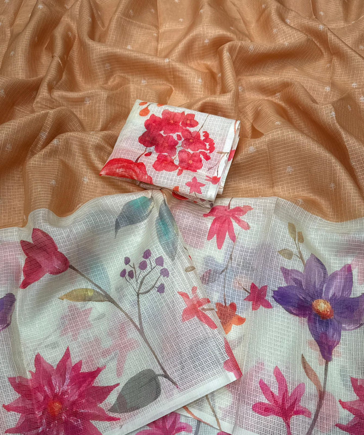 Beautiful Kota Floral Saree With Blouse