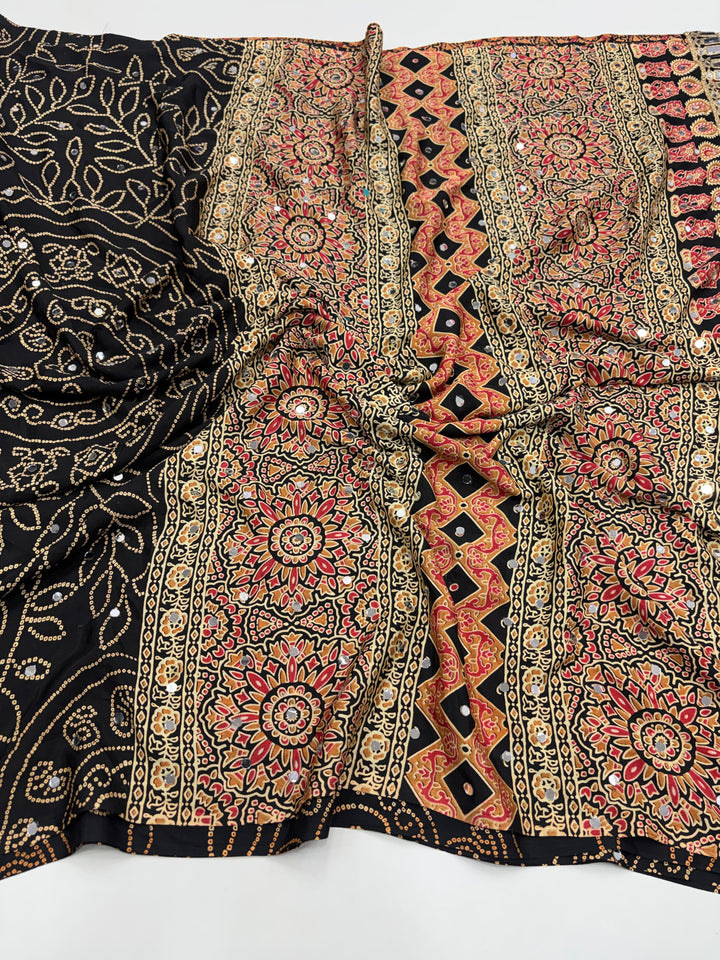 Ajrakh Mirror Work Saree !! On Sale!!!