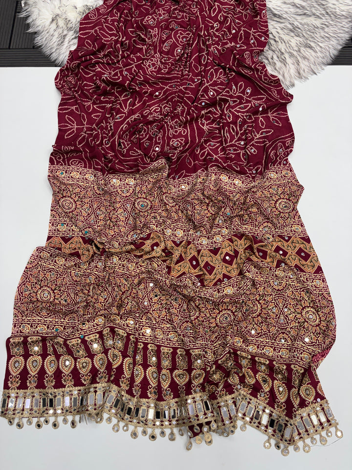 Ajrakh Mirror Work Saree !! On Sale!!!