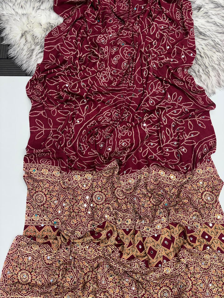 Ajrakh Mirror Work Saree !! On Sale!!!