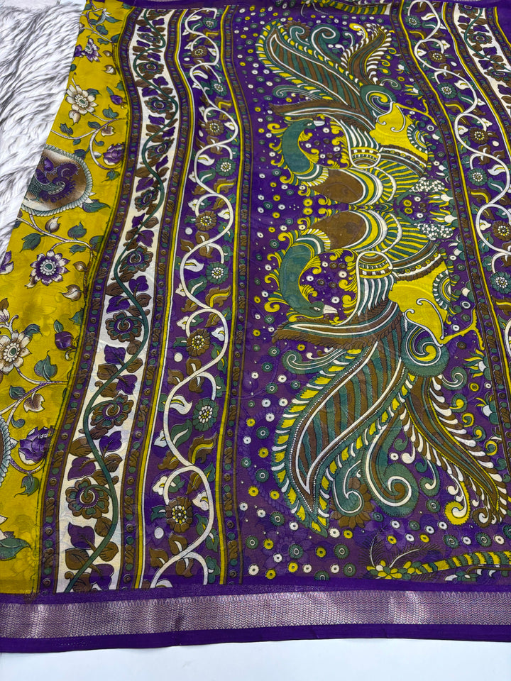 Beautiful Kalamkari Georgette Silk Saree With Blouse