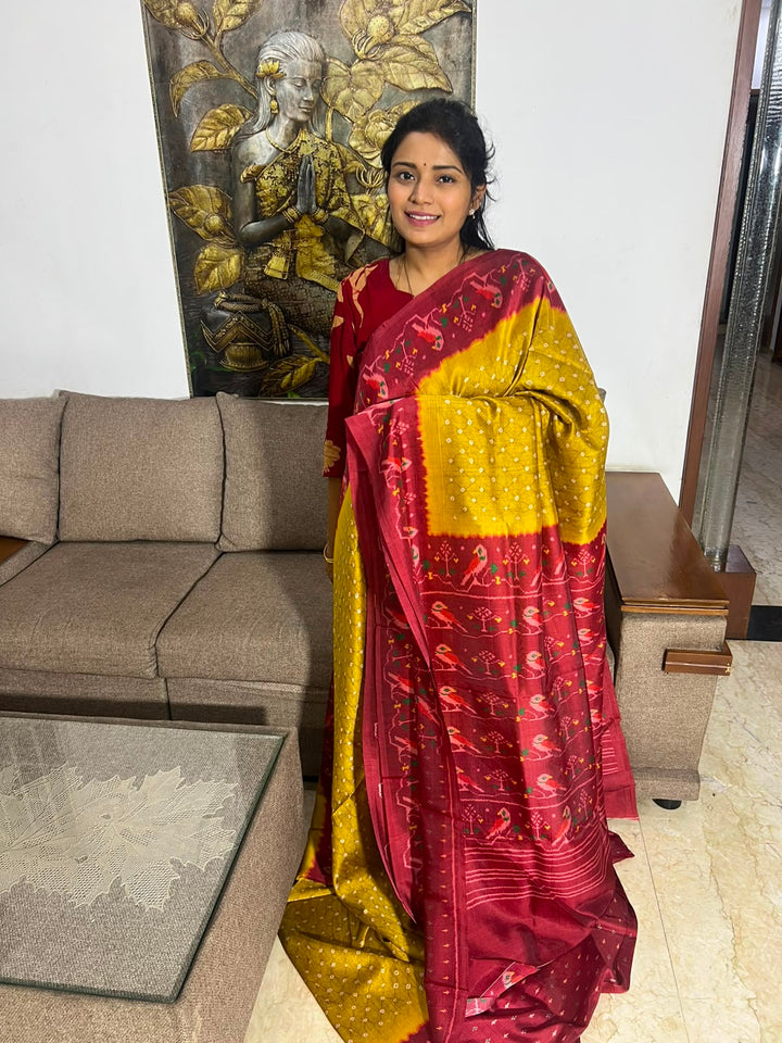 Beautiful Tussar Crepe Bandhini Saree