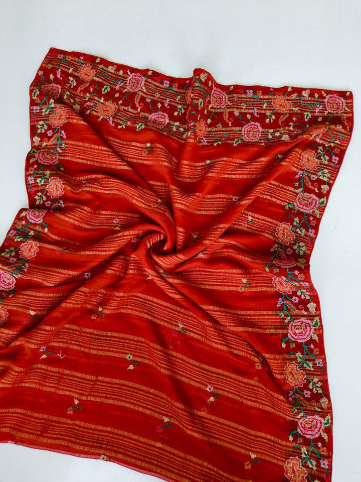 Beautiful Soft Chiffon Cross Stitch Embroidery
