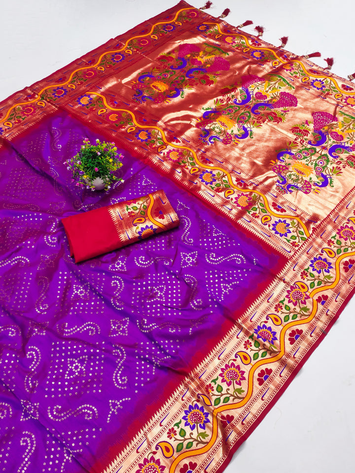 Beautiful Paithani Silk + Bandhini Saree