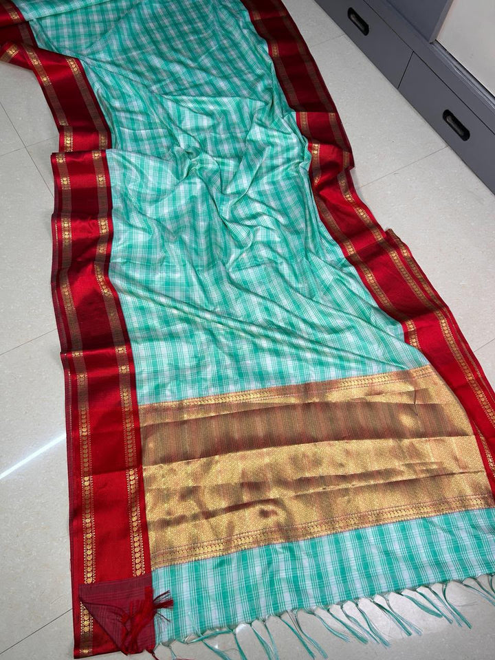 Beautiful Soft Silk Checks Saree