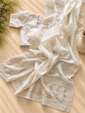 Beautiful Kota + Chikankari Saree With Unstitched Blouse