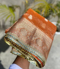 Beautiful tissue silk saree with lace embroidery border