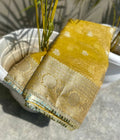 Beautiful tissue silk saree with lace embroidery border