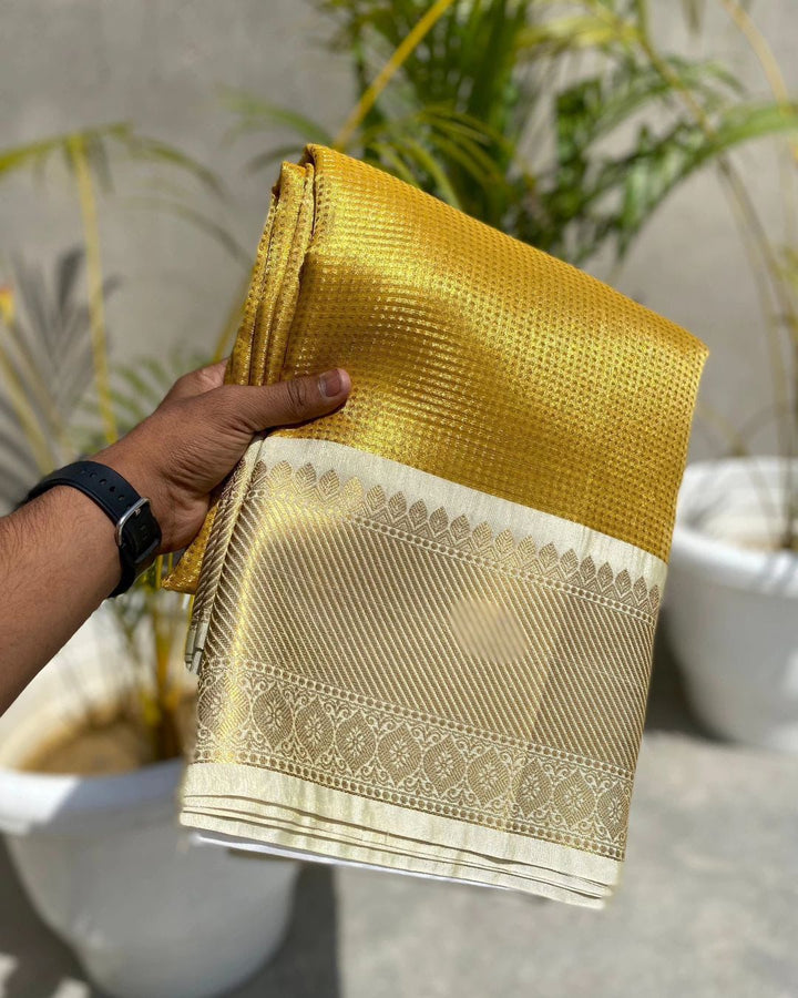 Gold Tissue Banarase Silk Saree With Blouse