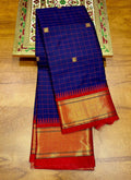 Beautiful Gadwal Silk Cotton Check Saree With Blouse