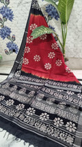 Beautiful Batik Linen Cotton Saree With Blouse