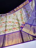 Beautiful Hand Brushed Banarase Silk Saree With Blouse