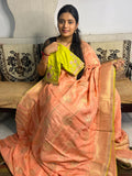 Beautiful Munga Silk Saree With Lace Border Ready Made Blouse