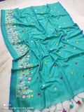 Pure Mul Cotton Saree With Embroidery All Over