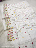 Pure Mul Cotton Saree With Embroidery All Over