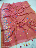 Pure Mul Cotton Saree With Embroidery All Over