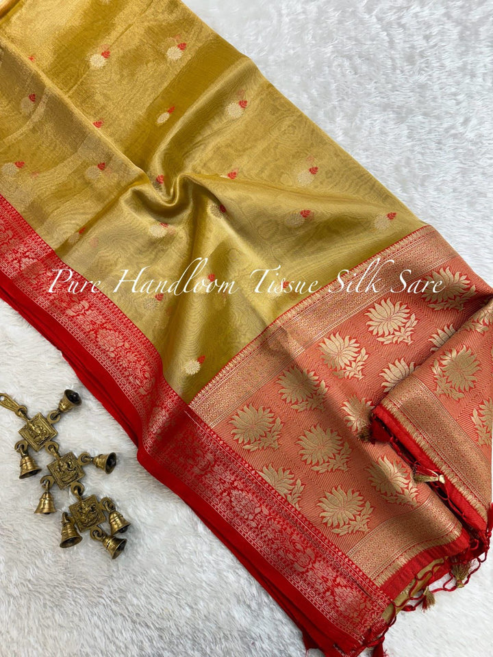 Pure Handloom Tissue Silk Saree With Blouse