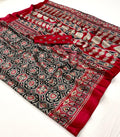 Beautiful  Ajrakh Semi Modal Silk Saree With Blouse