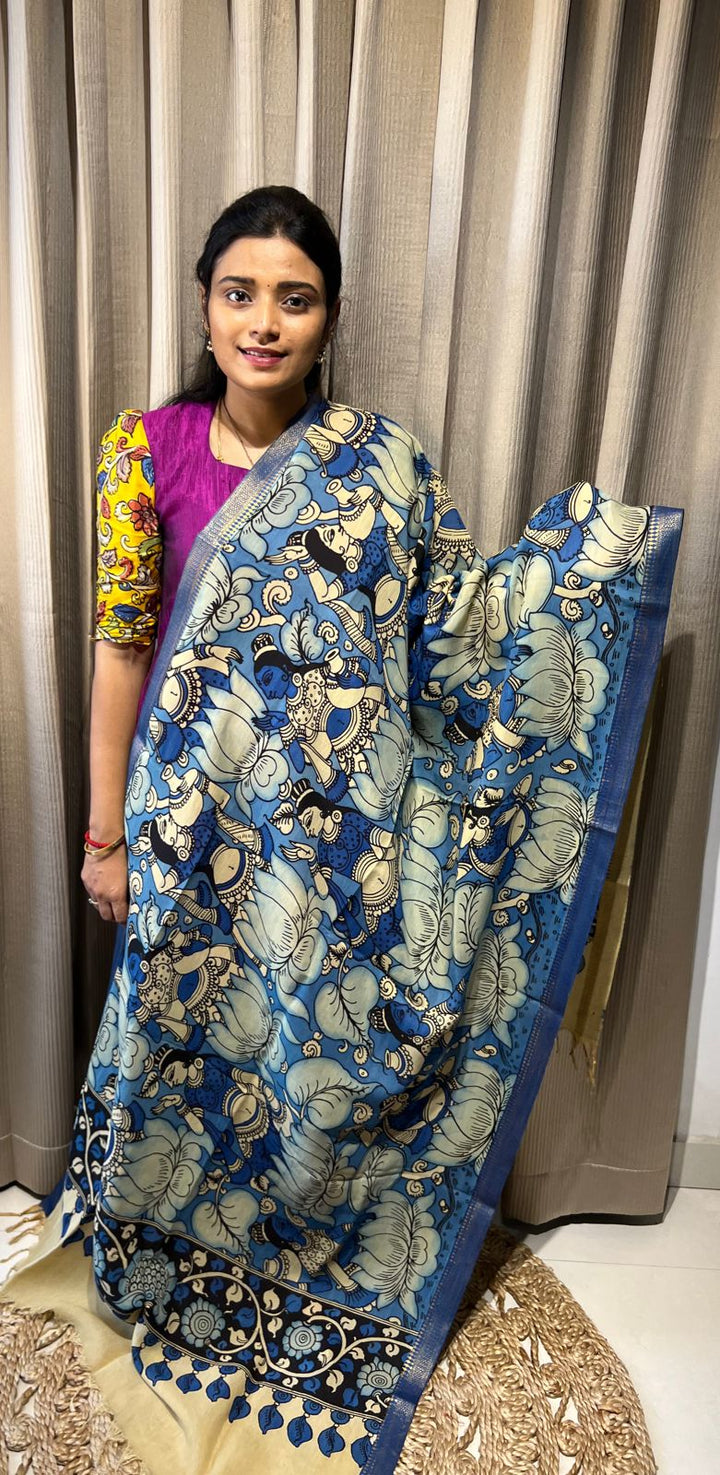 Beautiful Authentic Hand-Painted Story Telling Kalamkari Duppata