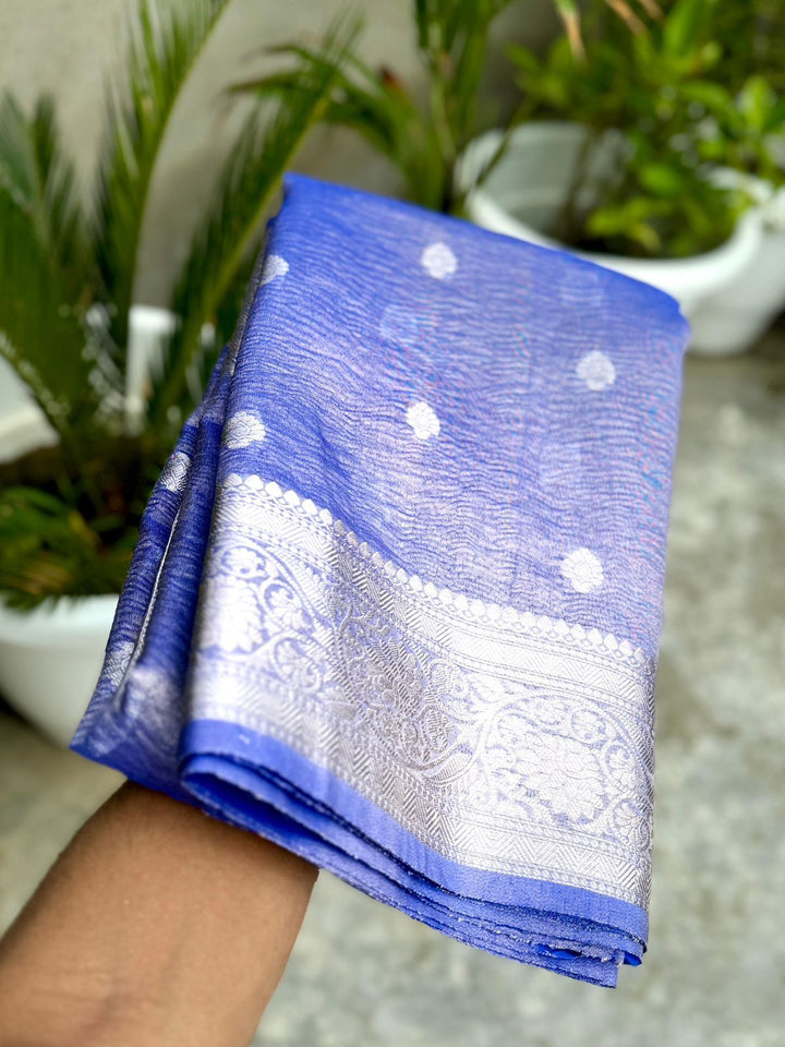 Pure Tissue Banrase Silk Saree With Buttas All Over