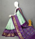 Pure Ikkat Silk With Kanchi Border With Ikkat Blouse