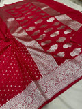 Beautiful Banarse Silver Zari Georgette Saree With Blouse