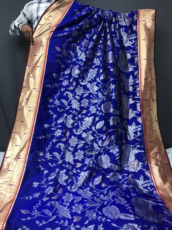 Beautiful Paithani Silk Saree With Peacock Weaving