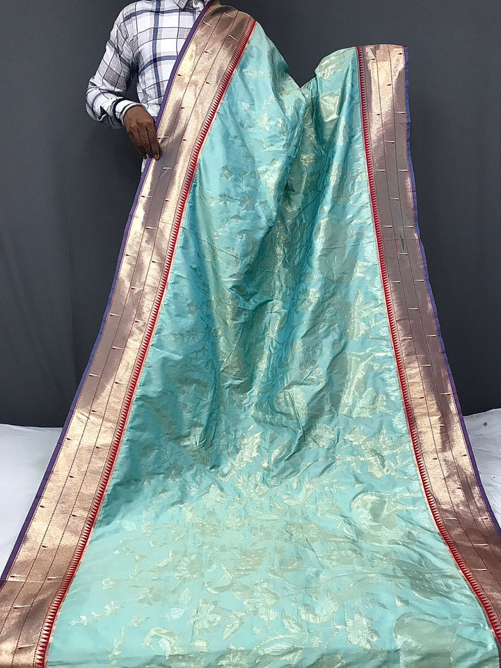 Beautiful Paithani Silk Saree With Peacock Weaving