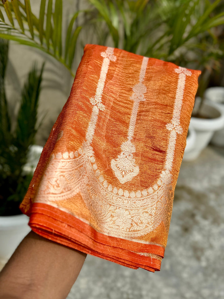 Beautiful Tissue Silk Saree With Jacquard Pattern