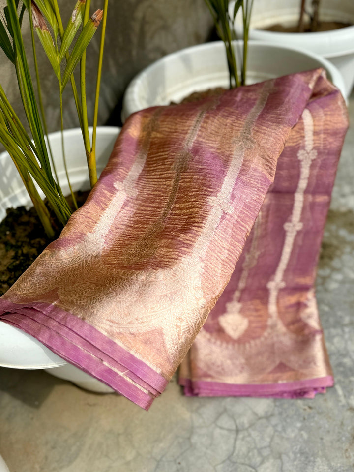 Beautiful Tissue Silk Saree With Jacquard Pattern