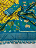 Beautiful Ikkat Munga Silk Lace Border Attached - With Blouse