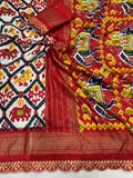 Beautiful Ikkat Munga Silk Lace Border Attached - With Blouse